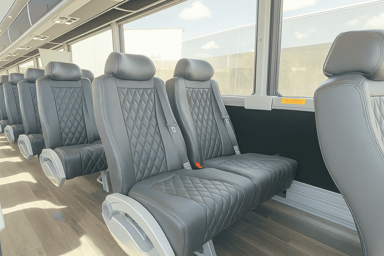 interior of Omaha Coach Bus Service charter bus